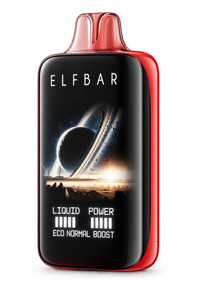 Red and black Elfbar disposable vape device